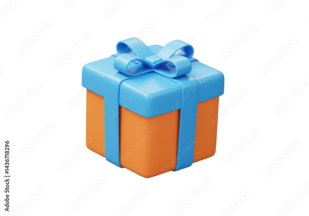 Isolated gift box present with ribbon for celebration and surprise party Isolated gift box present with ribbon for celebration and surprise party