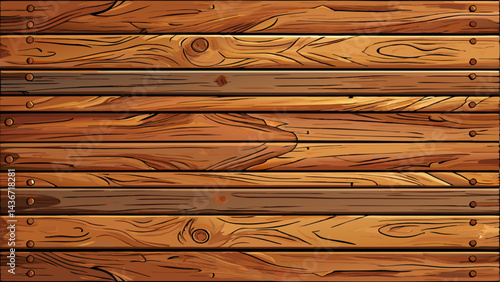 Medium brown wood texture background viewed from above. The wooden planks are stacked horizontally and have a worn look. This surface would be great as design element for a wall, floor, table ..