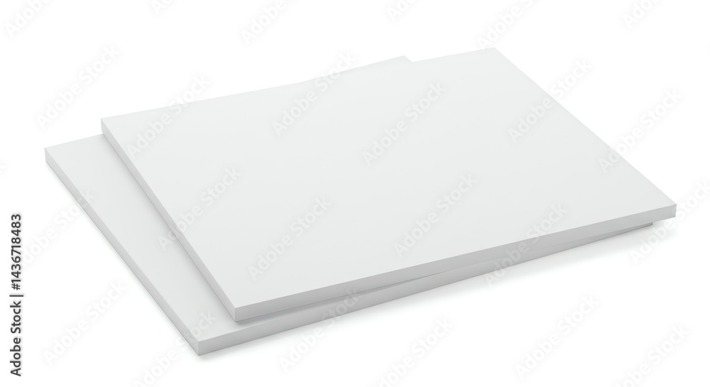 Two White Sheets of Paper Stacked on a White Background Two White Sheets of Paper Stacked on a White Background