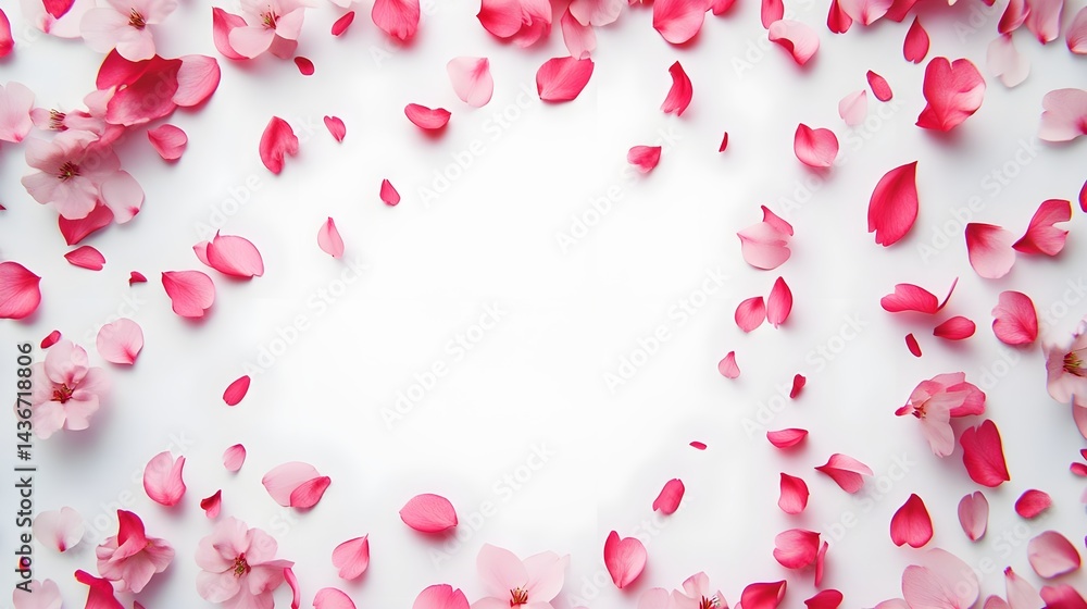 Delicate Cherry Blossom Petals on White Background in Various Shapes Delicate Cherry Blossom Petals on White Background in Various Shapes