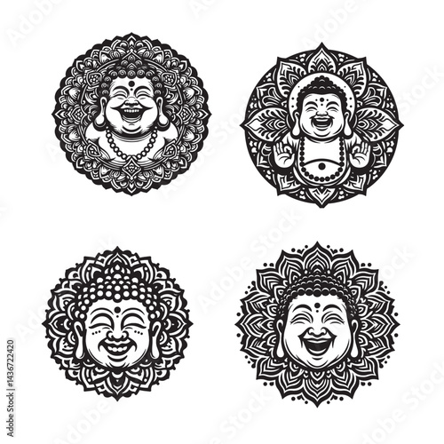 Laughing Buddha Mandala Svg Bundle