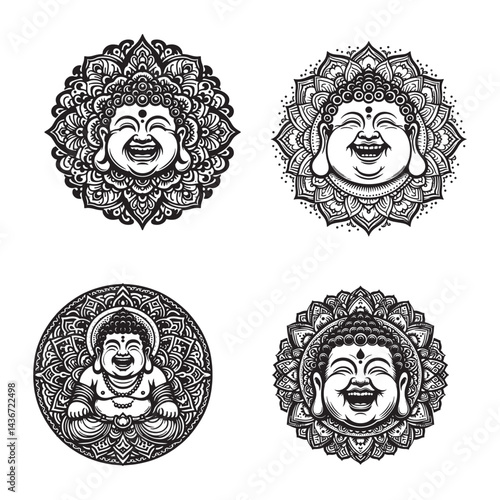 Laughing Buddha Mandala Svg Bundle