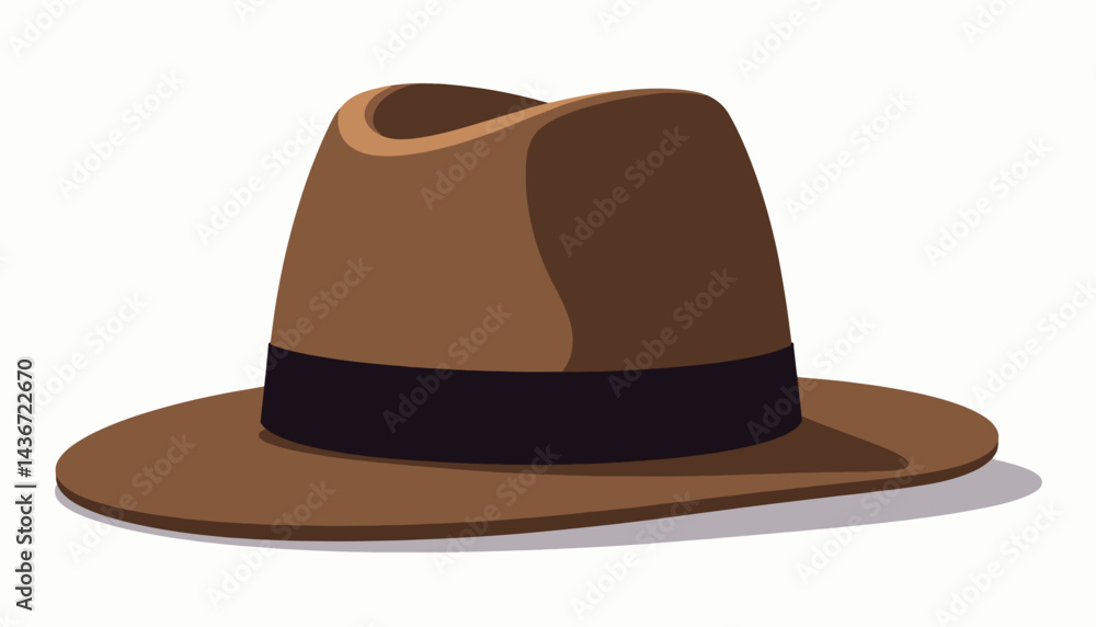 Stylish brown hat design on white background, minimalist aesthetic Stylish brown hat design on white background, minimalist aesthetic