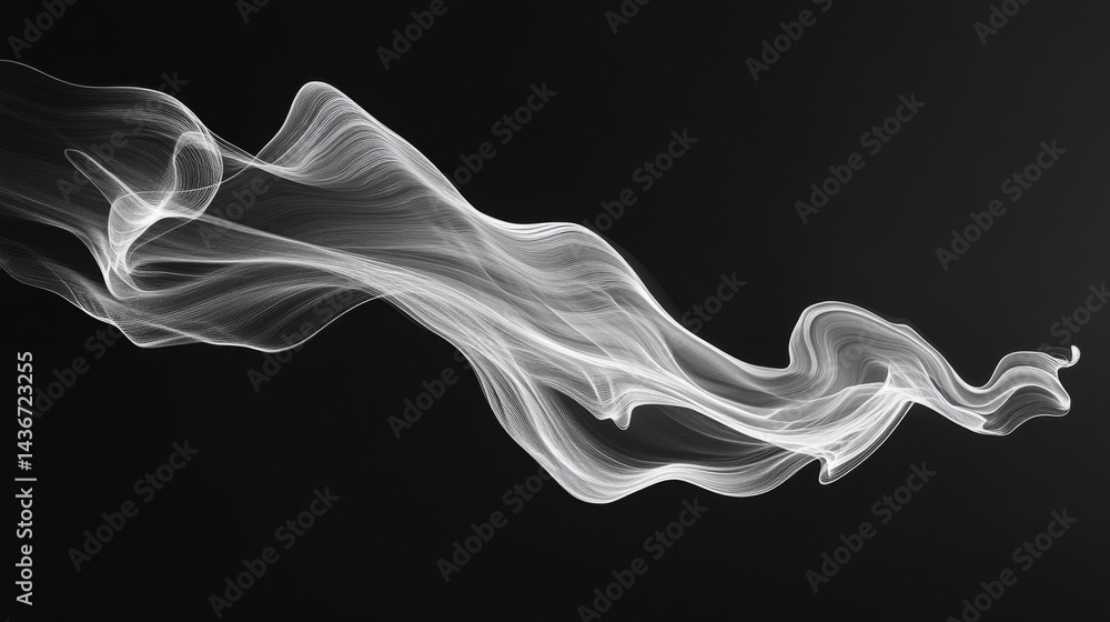 Fototapeta premium Abstract White Particle Flow on Black Background