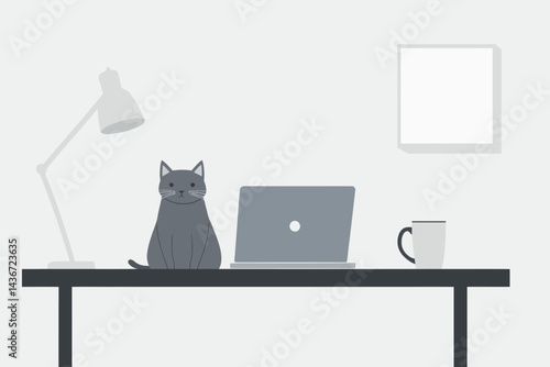 In a scene reminiscent of human remote work and training, a kitten, similar to a cat, sits before a laptop, watching the screen, and demonstrating the notion that animals can be like people, with a