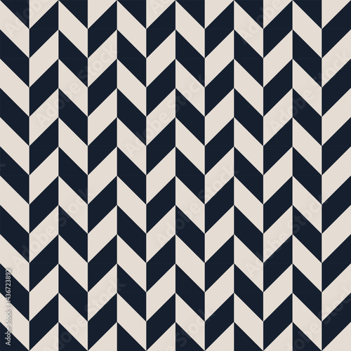 Bild auf Leinwand Seamless navy blue and cream herringbone pattern for banners, backgrounds, fabric design, home decor