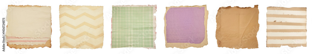 PNG Vintage torn paper textures, element set on transparent background