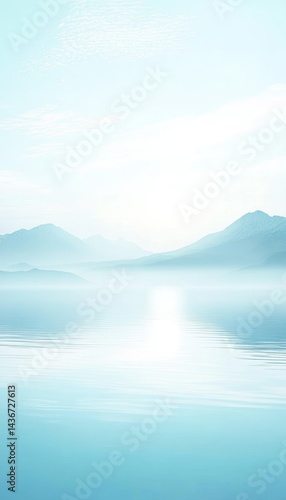 Wallpaper Mural Serene mountain scenery with a calm lake and gentle water reflection in dreamy soft focus Torontodigital.ca