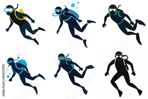 Underwater Scuba Diving Vector Graphics