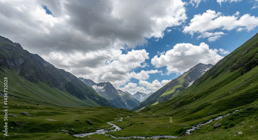 Obraz premium Blue Sky over Mountain Valley