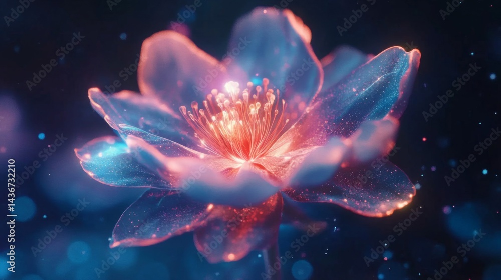 Glowing Luminescent Flower with Blue Pink and Orange Petals Glowing Luminescent Flower with Blue Pink and Orange Petals
