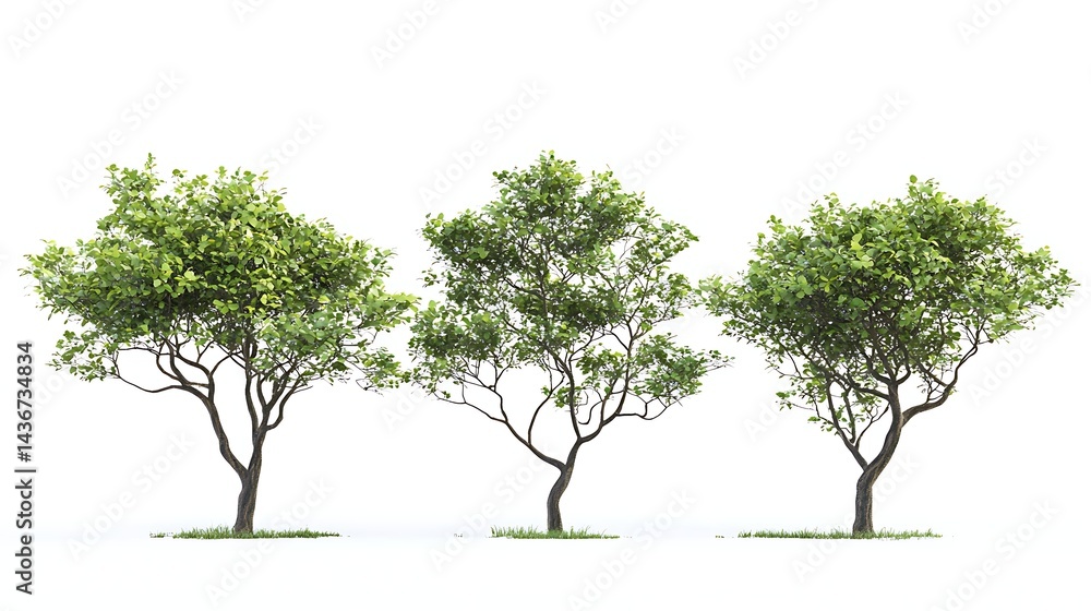 custom made wallpaper toronto digitalThree vibrant, healthy trees against a plain white background.