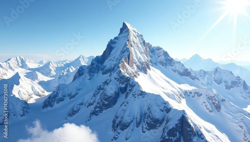 Wallpaper Mural Snow-covered mountain peak, pristine landscape , rocks, frost Torontodigital.ca