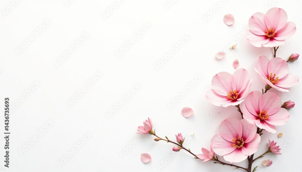 Fototapeta premium Delicate, minimalist floral print on white background, bud, elegant