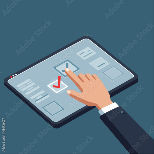 Hand selecting option on digital interface illustration  
