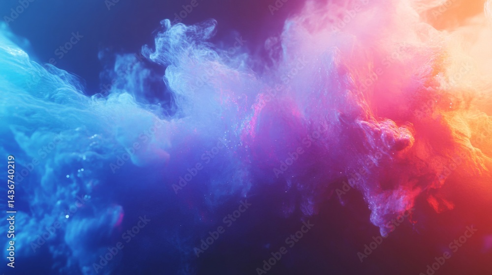 Fototapeta premium Abstract Colorful Nebula Background with Glowing Particles