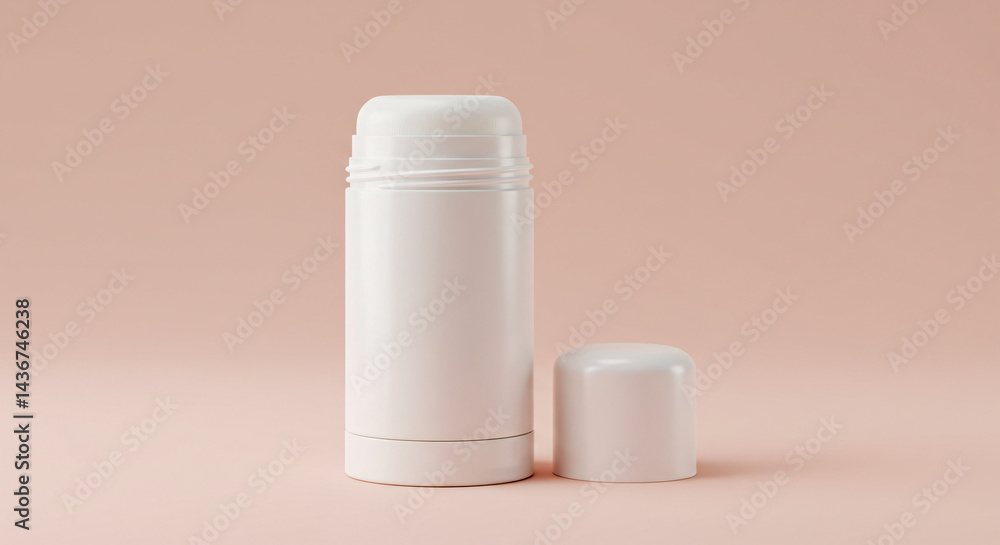 Roll on deodorant or antiperspirant stick mockup against soft pale pink background for design placement Roll on deodorant or antiperspirant stick mockup against soft pale pink background for design placement