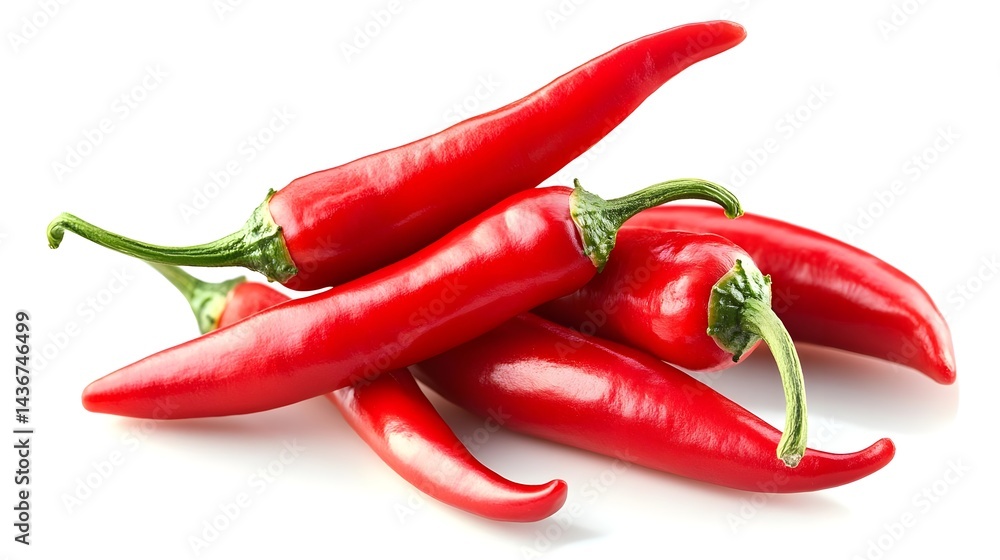Fresh Hot Chili Peppers Isolated on White Background for Culinary Use Fresh Hot Chili Peppers Isolated on White Background for Culinary Use