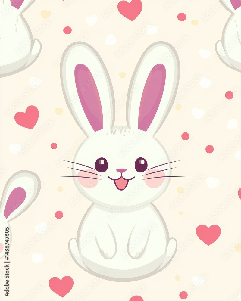 A seamless pattern featuring adorable cartoon bunnies in soft pastel hues, ideal for children's products and spring-inspired designs A seamless pattern featuring adorable cartoon bunnies in soft pastel hues, ideal for children's products and spring-inspired designs