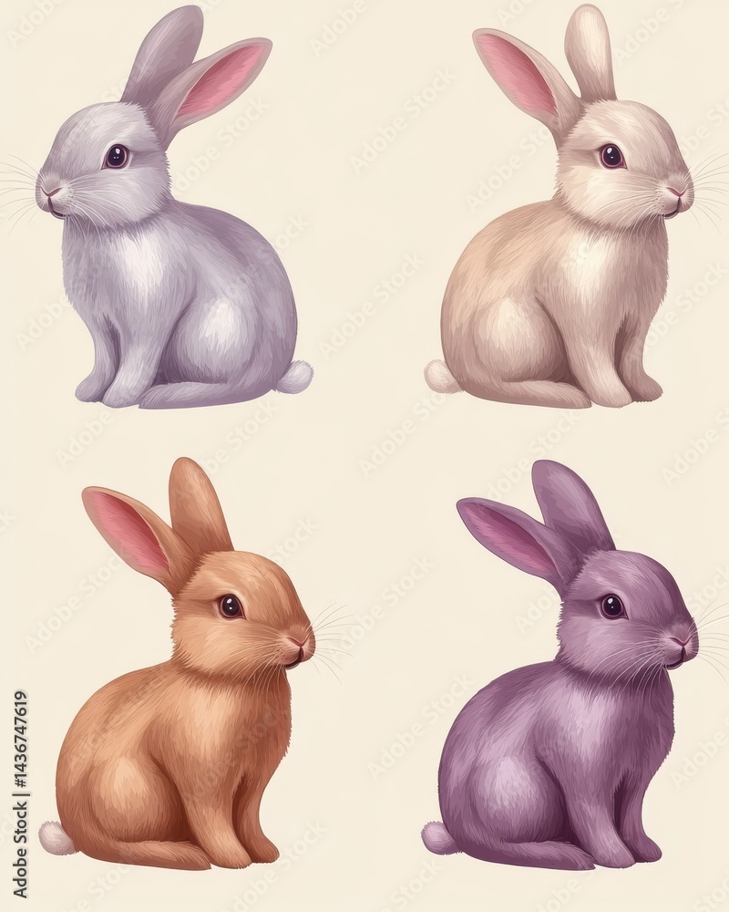 A cute seamless pattern with cartoon bunnies in pastel colors, great for designing kids' products, textiles, and items related to spring and Easter A cute seamless pattern with cartoon bunnies in pastel colors, great for designing kids' products, textiles, and items related to spring and Easter