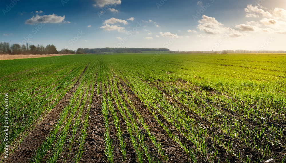 field with green sprouts of winter wheat field with green sprouts of winter wheat