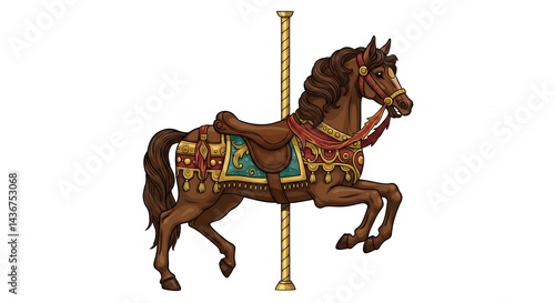 Detailed carousel horse illustration