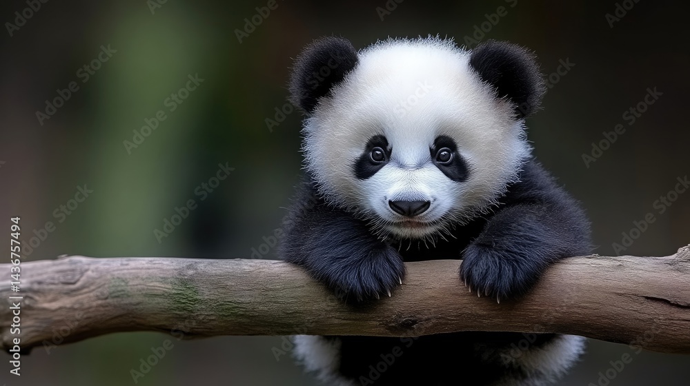 Naklejka premium Adorable Baby Panda on Branch
