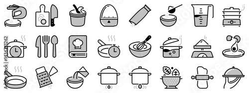 Icons in two tones about cooking