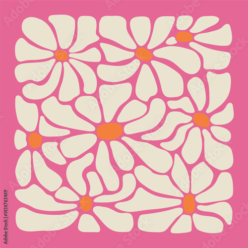 Abstract flowers and geometric shapes hand drawn elements. Abstract contemporary modern trendy vector illustration. Perfect for posters, instagram posts, stickers.