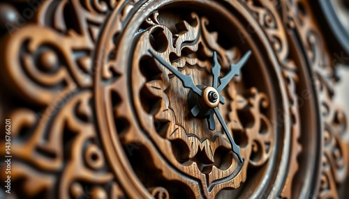 close up of a wooden clock face