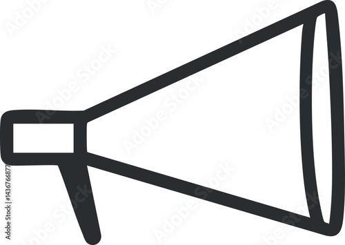 Simple black and white megaphone icon representing loudspeaker for communication and announcements
