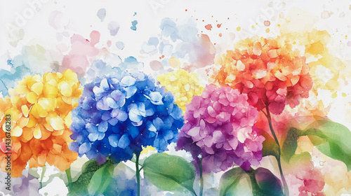 Wallpaper Mural watercolor botanical Hydrangea flowers texture template background.Elegant wedding invitation card background . Minimal hand painted Design for wedding or Valentine's Day Torontodigital.ca