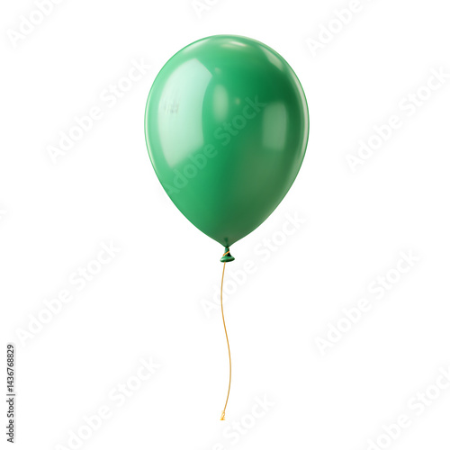 A single green balloon floats gently against a white background perfect for celebrations party decorations and festive designs