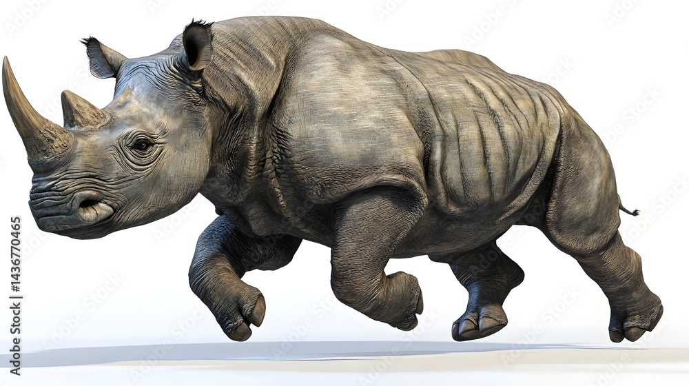 Fototapeta premium Rhinoceros Running Towards Camera in Full Motion Capture