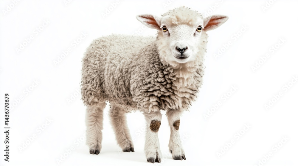 Small common sheep isolated on a transparent background. Cute fluffy animals with white wool, standing calmly, perfect for farm-themed designs. Small common sheep isolated on a transparent background. Cute fluffy animals with white wool, standing calmly, perfect for farm-themed designs.