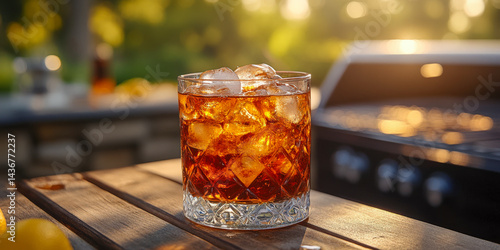 Enjoying bourbon during a summer BBQ with friends in a sunny backyard setting