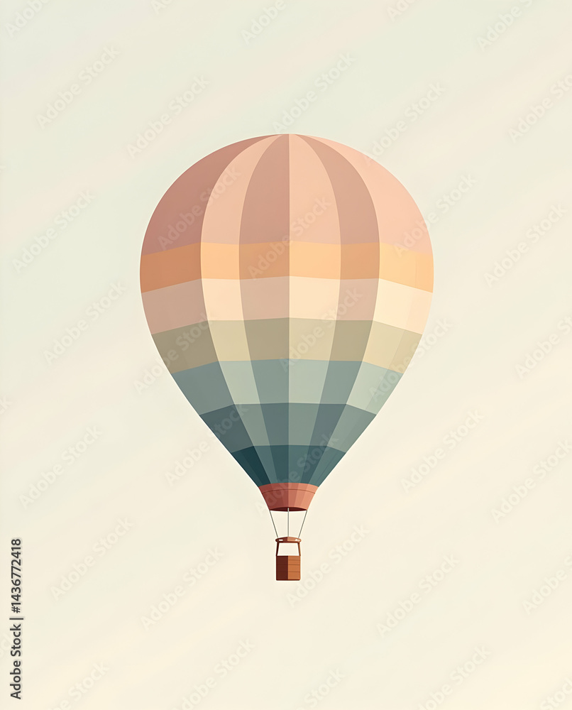 Obraz premium Hot Air Balloon with Soft Pastel Stripes