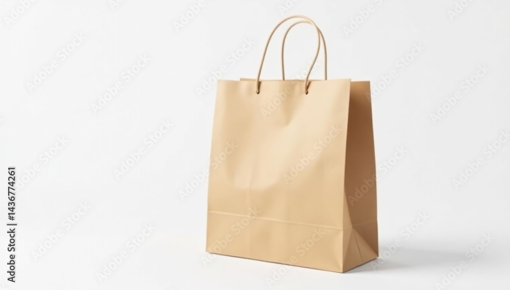 Empty brown paper shopping bag, isolated on white background, isolated, illustration Empty brown paper shopping bag, isolated on white background, isolated, illustration
