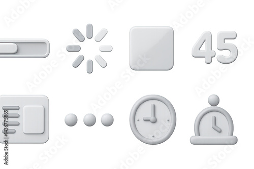 Obraz na płótnie Digital interface 3d icons set – modern style technology, user interface, and ux design symbols: loading, button, clock, timer, notifications, progress bar, menu. w salonie