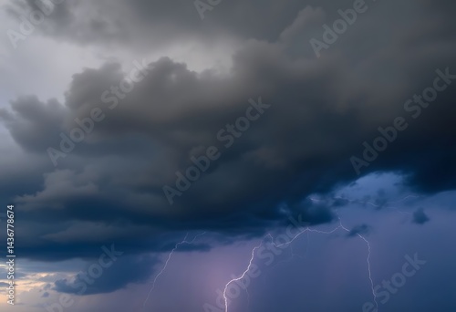 large cloud with a lightning bolt in the sky