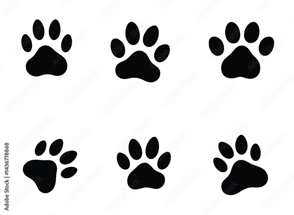 Fototapeta premium Artistic Animal Paw Print Patterns for Digital and Physical Craftwork on white background