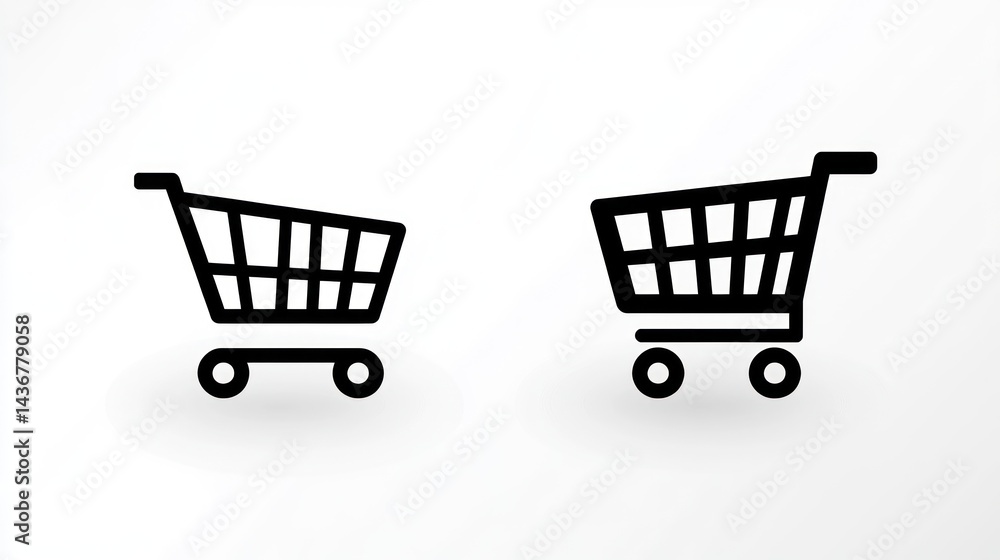 Shopping cart icons, online retail, white background, e-commerce Shopping cart icons, online retail, white background, e-commerce