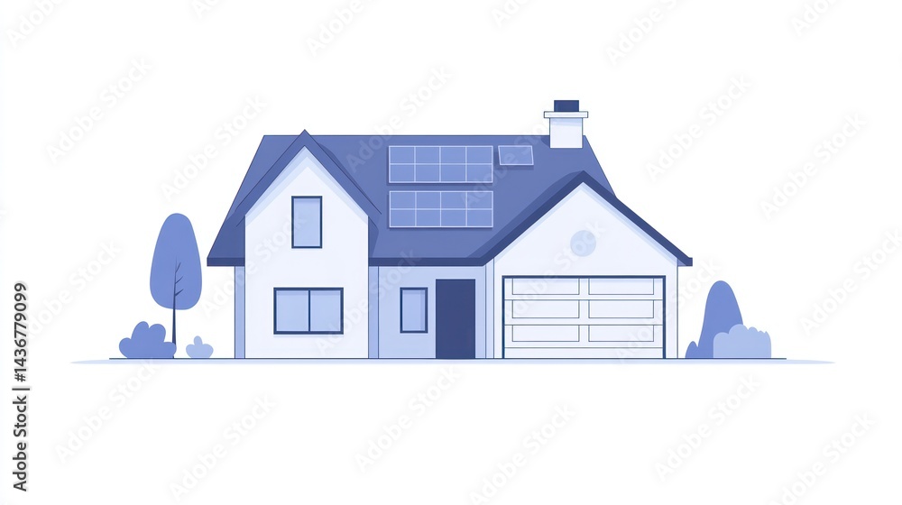 Suburban house solar panels energy efficient home Suburban house solar panels energy efficient home