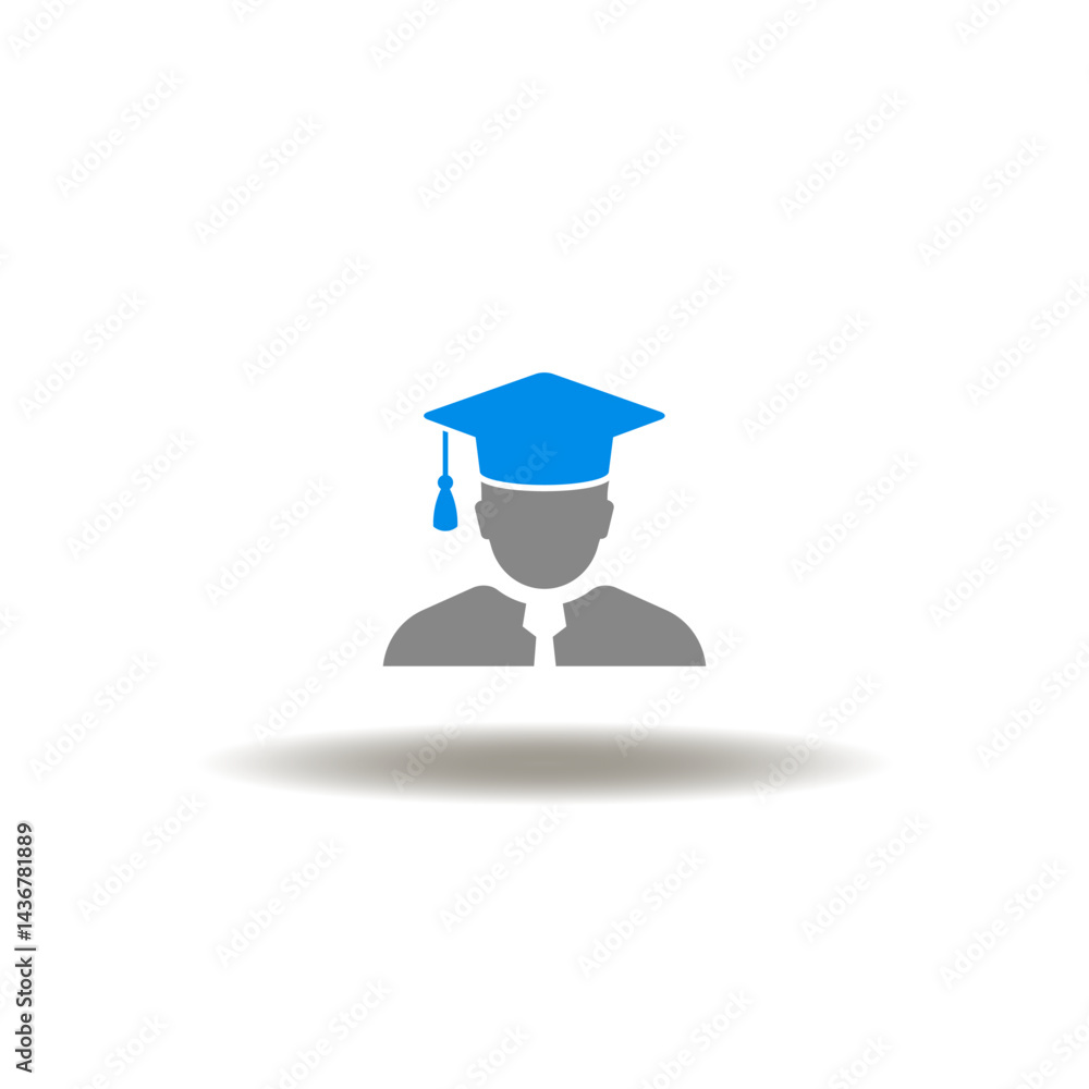 Vector illustration of student or person in graduation cap. Symbol of MBA Master of Business Administration. Icon of graduate.