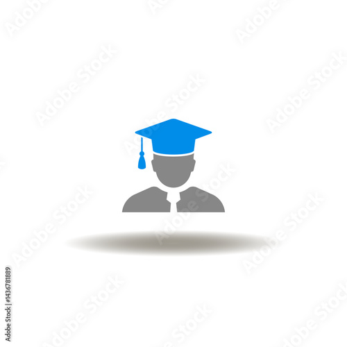 Vector illustration of student or person in graduation cap. Symbol of MBA Master of Business Administration. Icon of graduate.