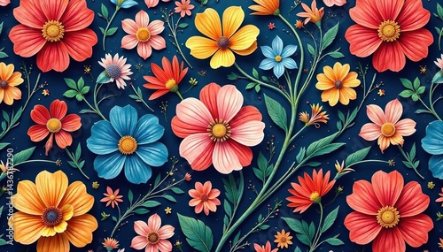 Intricate, flowing floral design, continuous pattern, wedding, flowers