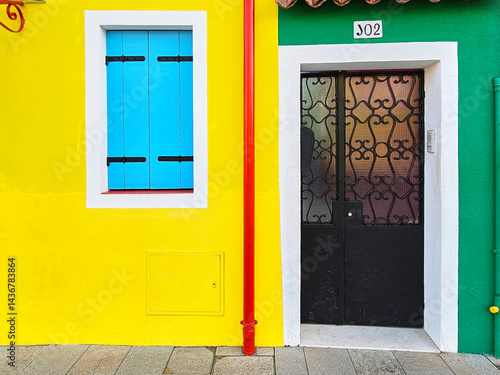 Bright colors of Burano, Venice, Italy