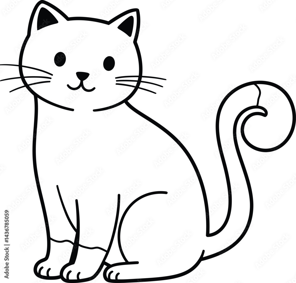 Monochrome Cat Illustration - Simple Vector Art Monochrome Cat Illustration - Simple Vector Art