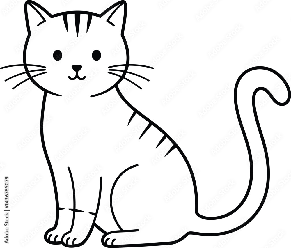 Obraz premium Monochrome Cat Illustration - Simple Vector Art