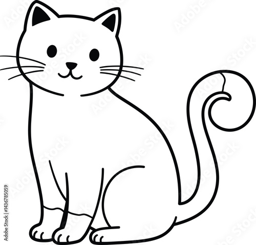 Monochrome Cat Illustration - Simple Vector Art